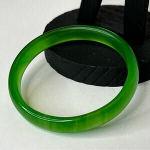 Chinese Peking Green Glass Bangle Bracelet 8” 11mm
